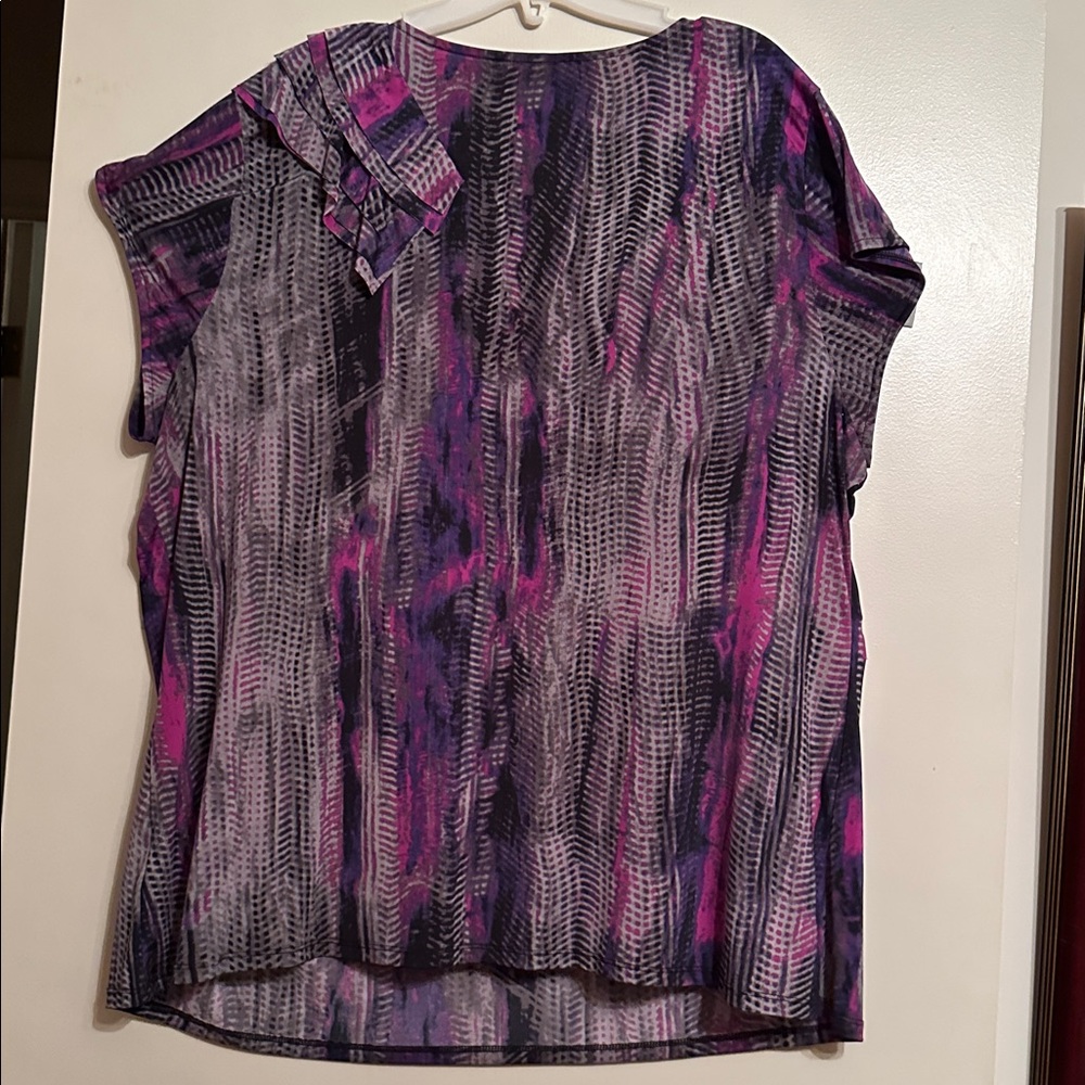 Purple, Black and Pink Patterned Blouse